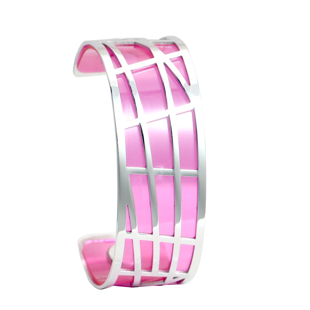 25 mm pink Legenstar Argent геометрический браслет из нержавеющей стали и браслет для женщин Manchette Реверсивный прозрачный кожаный браслет - Окраска металла: 25 mm pink