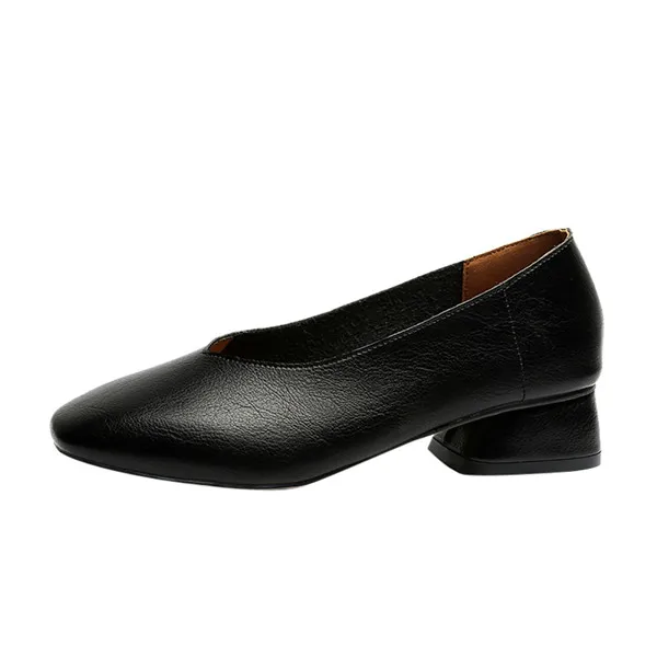 Black B-SAGACE; коллекция года; женские туфли-лодочки; модные женские туфли на среднем каблуке с закрытым квадратным носком; Рабочая обувь - Цвет: Black