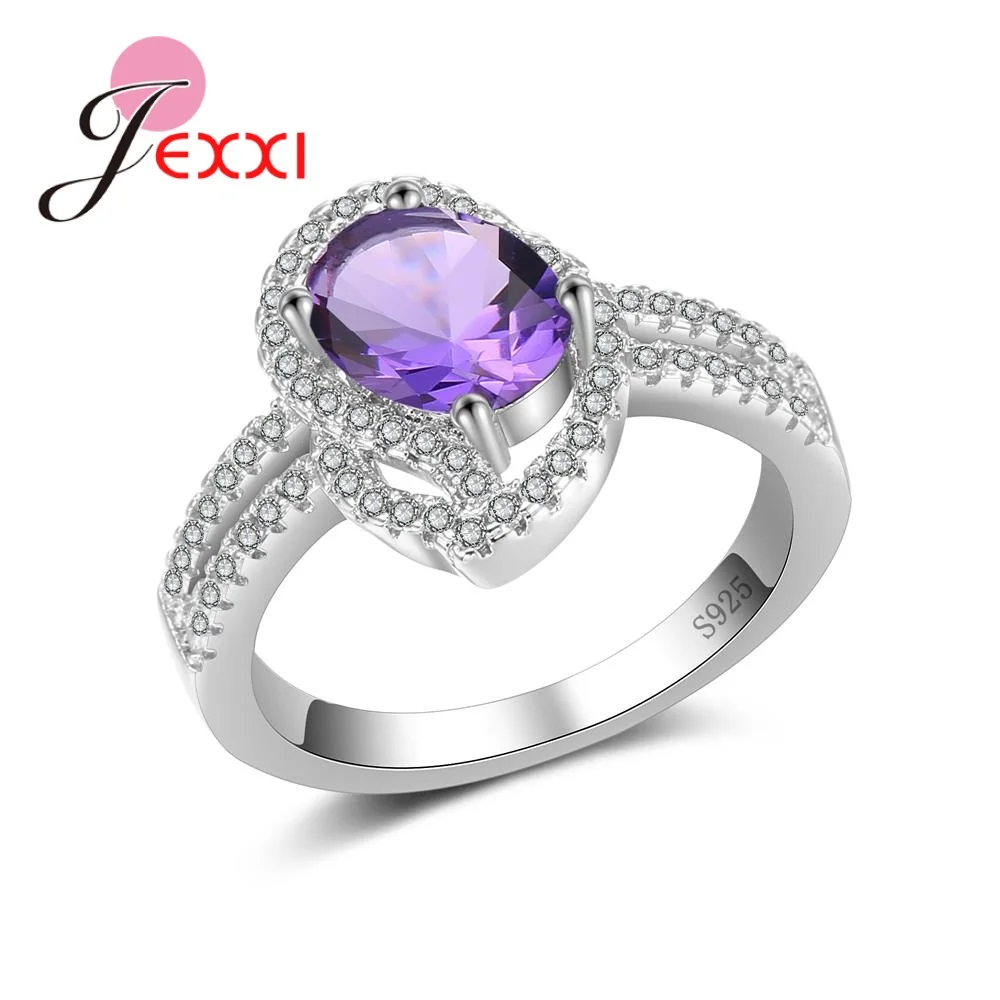 

Unique Women Rings Design Paved Shininy Crystals Real 925 Sterling Silver Good Quality Bague Bijoux For Wedding Party