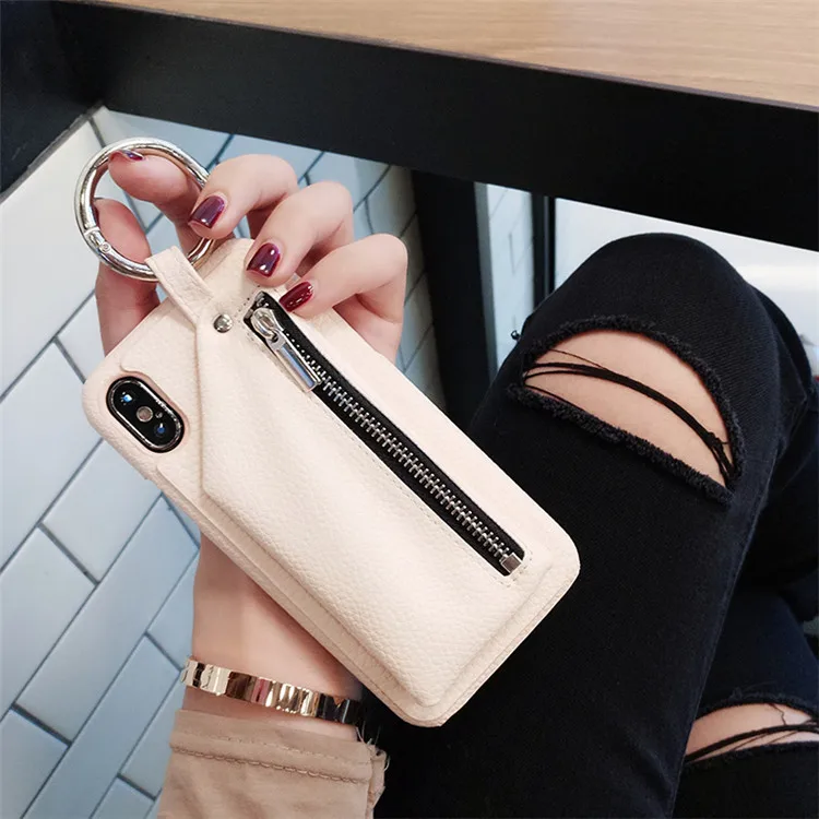 Pink Чехол-бумажник из искусственной кожи на молнии для iPhone X, XR, XS, XS, Max, Женский Стильный кожаный чехол для iPhone 6, 6s, 7, 8 plus, чехол - Цвет: Pink