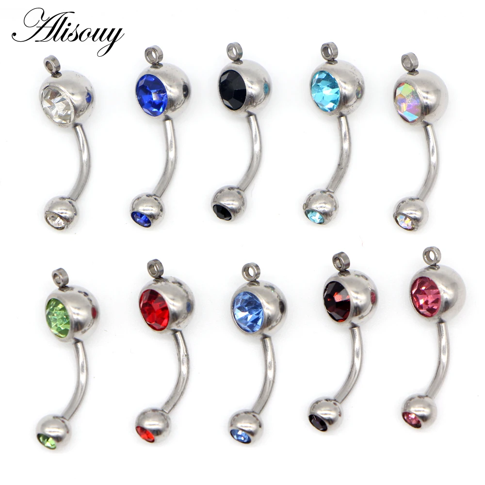 Кольцо Alisouy с кристаллами для пупка женское украшение пирсинга дырками сделай