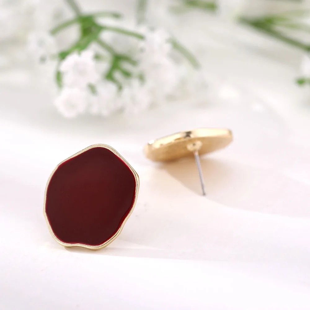 Женские серьги гвоздики LIKGREAT винтажные с эмалью золотистого цвета и