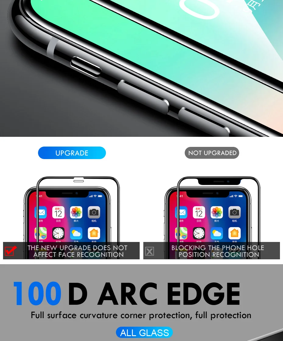 H& A 100D полное покрытие Защитное стекло для iPhone X 7 6 6S 8 Plus Закаленное стекло протектор экрана для iPhone X XS XR XS MAX стекло
