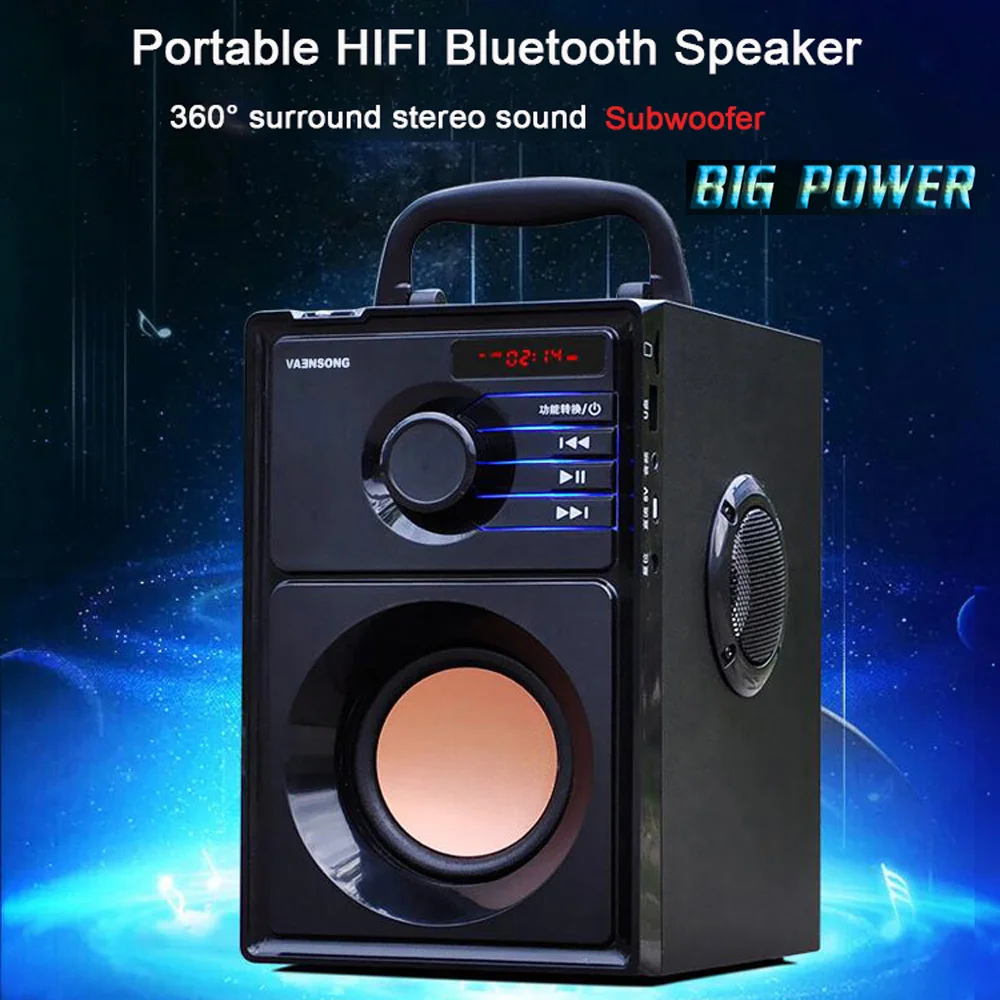 Большая мощность Bluetooth Колонка беспроводной сабвуфер тяжелые басы стерео s