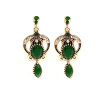 miara l creative electroplating earrings retro bohemian black and green earrings with female drops earrings for wholesale
