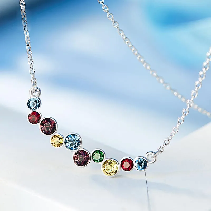 Подвеска женская из серебра 925 пробы с разноцветными кристаллами|fine jewelry|pendant