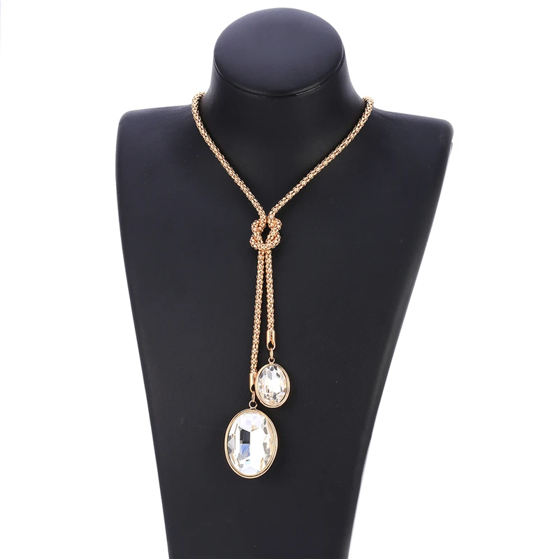 

Women Fashion Jewelry Popcorn Adjustable Chain Big and Small Crystal Pendants Necklace Black Gold Color Christmas Gift For Women