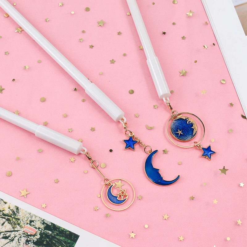 Новая красивая гелевая ручка с голубым космическим кулоном 0 38 мм черные чернила