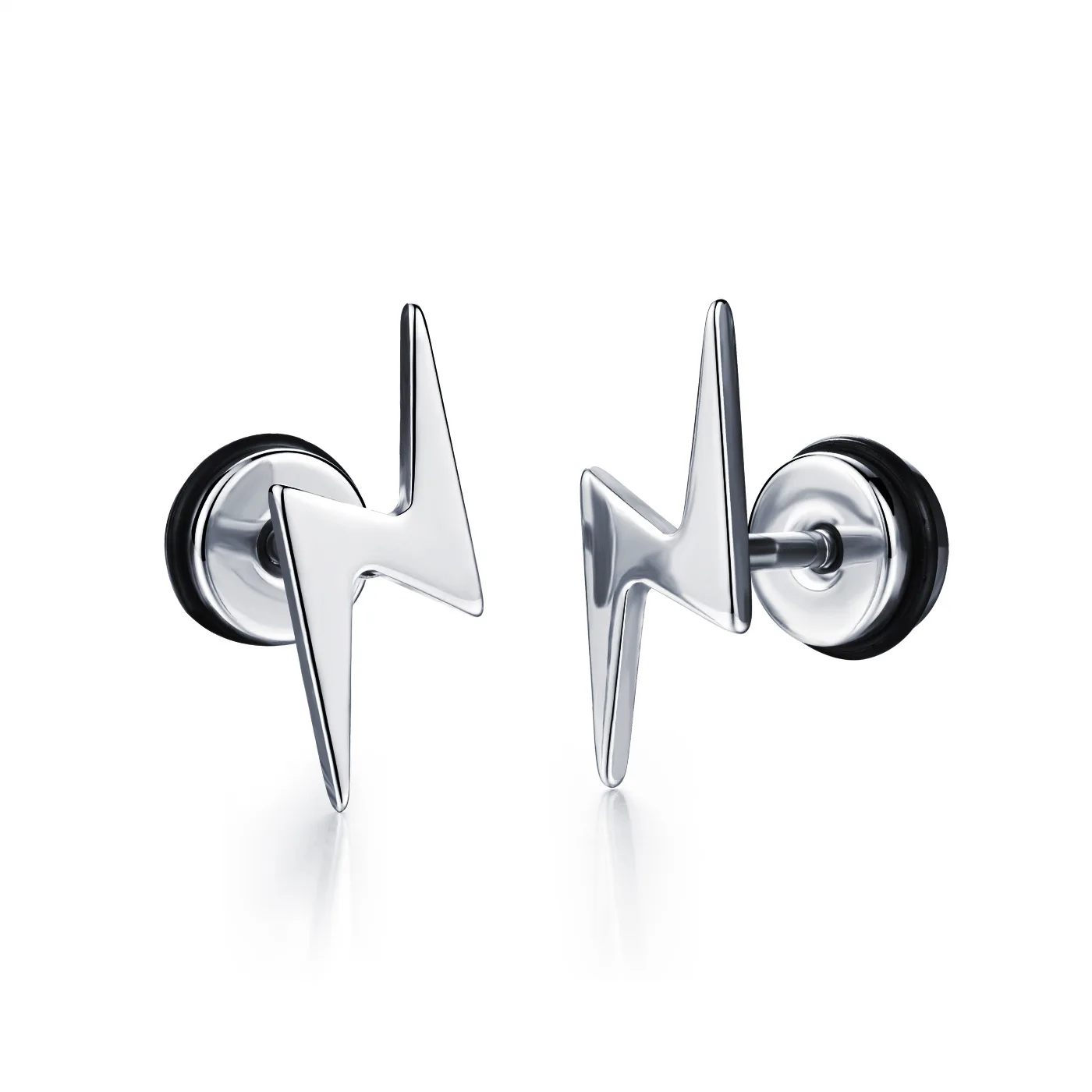 

Personality 316L Stainless Steel Lightning Design Man Stud Earrings Vintage Rock Punk Style Men Jewelry Earring 2 Colors