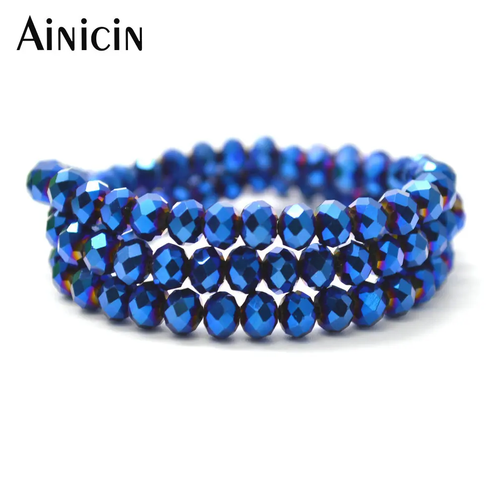 20 нитей темно синие однотонные граненые стеклянные бусины DIY для изготовления