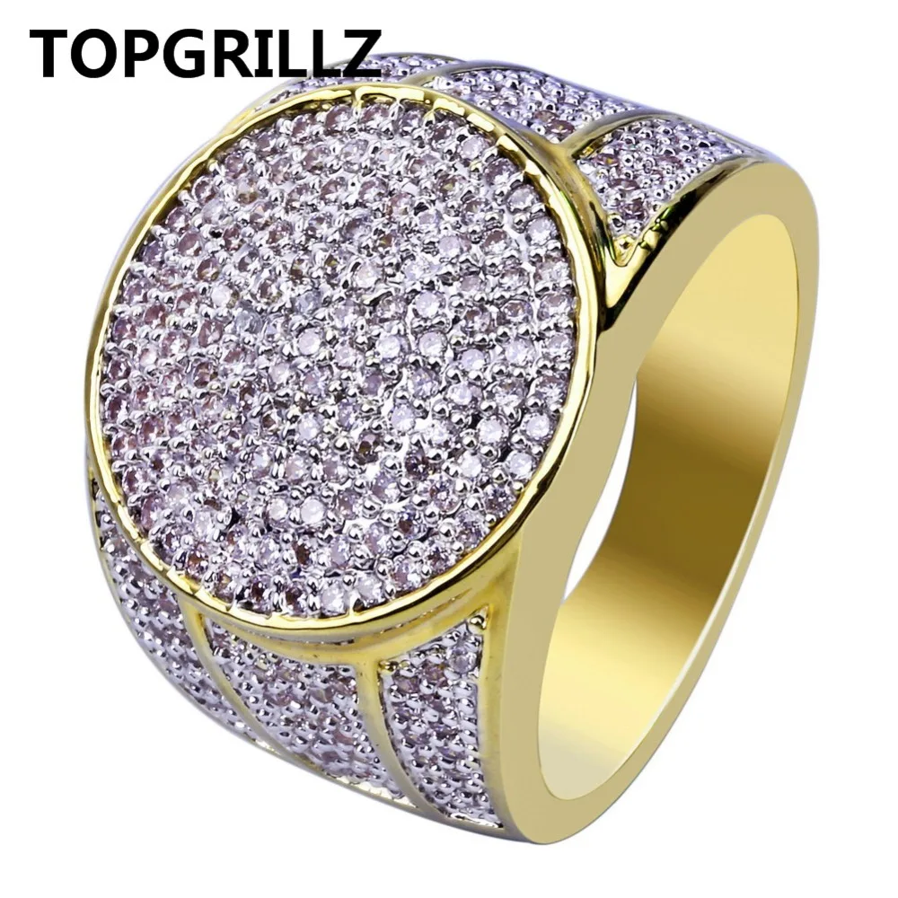 TOPGRILLZ позолоченное кольцо со льдом из кубического циркония, кольцо в стиле хип-хоп, кольца для мужчин
