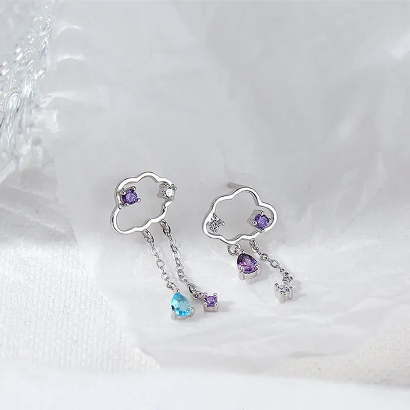 Симпатичные романтические асимметричные серьги тибетское серебро Изящные