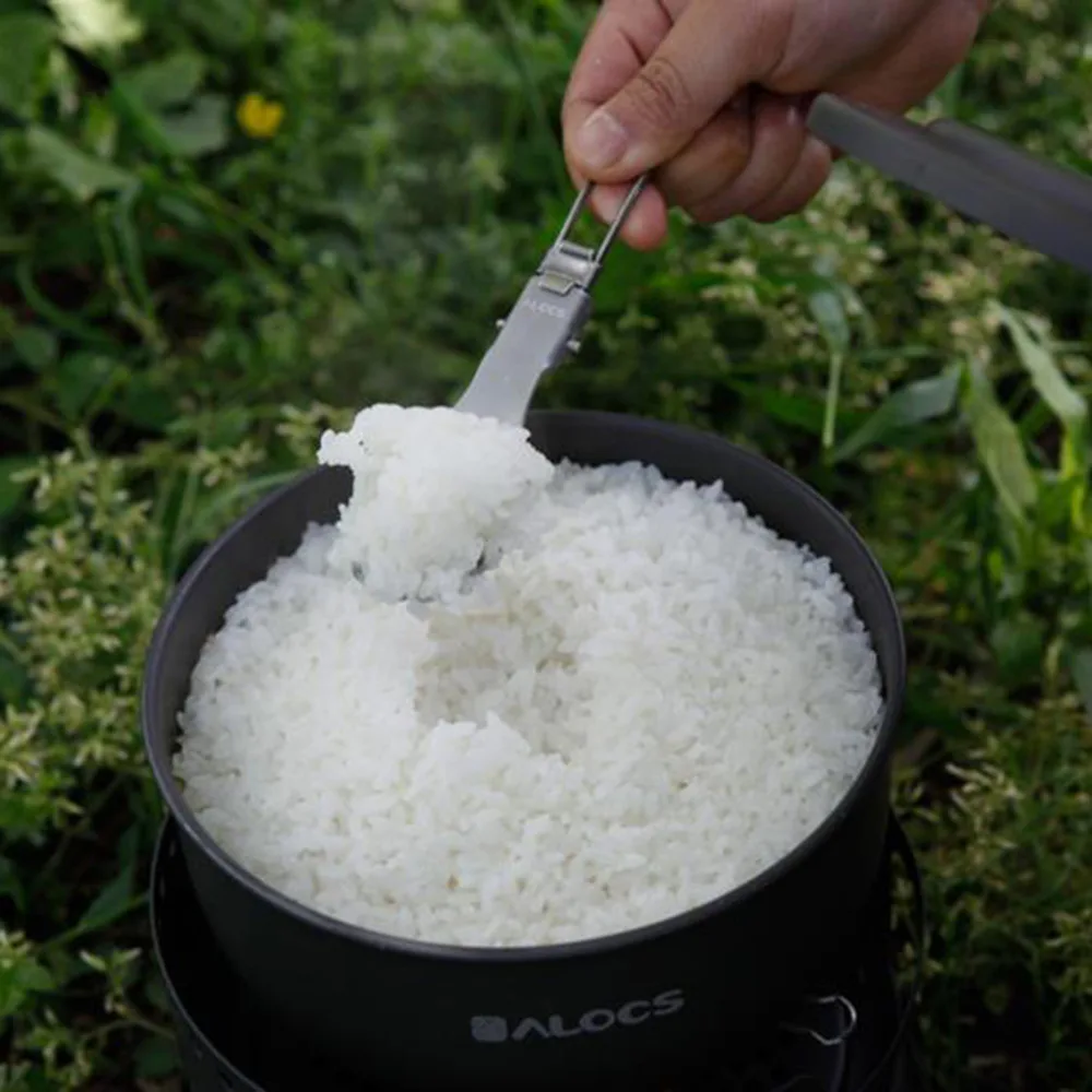 Alocs легированная алюминиевая ложка для кемпинга на открытом воздухе посуда