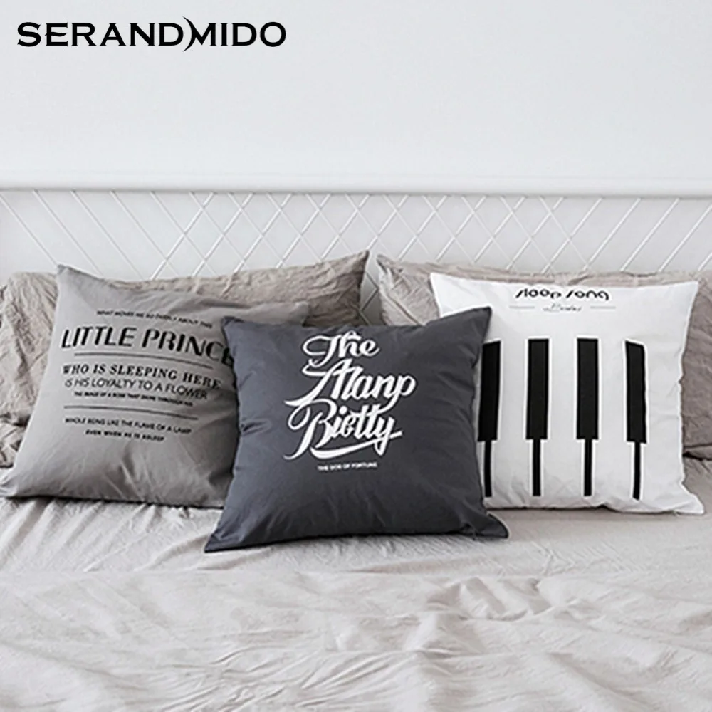 Буквы Чехлы для подушек Пианино Примечание Домашний Декор бархат черный белый
