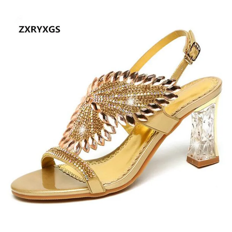 

2021 New Rhinestone Sandals Fashion Shoes Sandals Summer Comfort High Heeled Sandals Rhinestone Shoes Woman Fashion Sandal