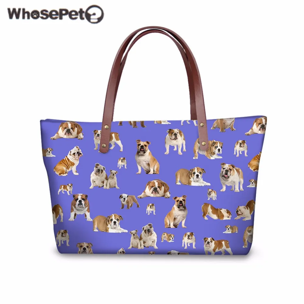 WHOSEPET женские сумки новое поступление бульдог Печать большая сумка на плечо для