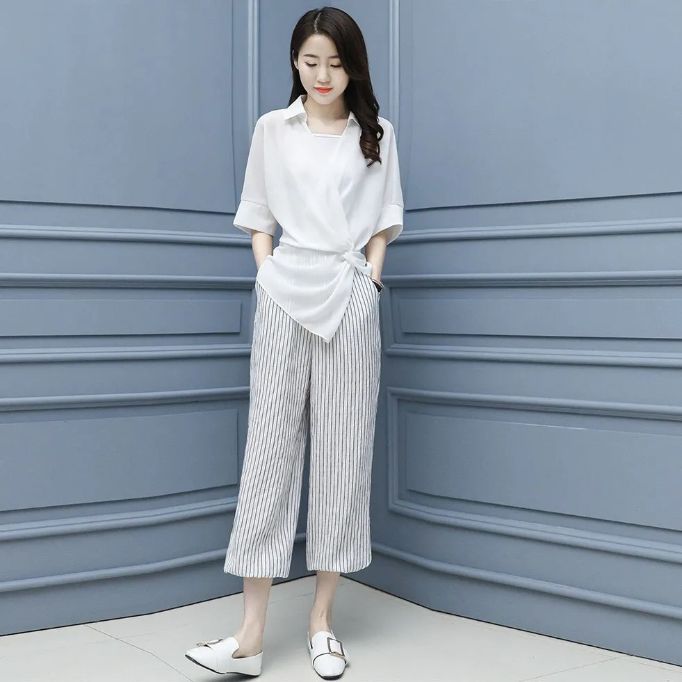 Женские комплекты Повседневная рубашка топ блузка женские шаровары брюки