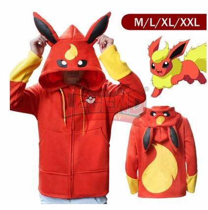 Flareon Косплей Легенда Покемон lets go костюм на Хэллоуин Аниме Покемон Eevee толстовки Косплей куртки для мужчин и женщин пальто - Цвет: Flareon