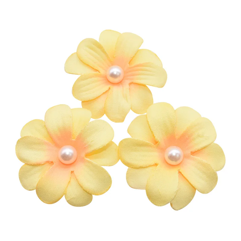 F08 20pcs 4.5cm Silk Petals Artificial Cherry Flower Heads for Wedding Home Decoration Festival Party Fake Pearl Beaded Rose Flowers - Цвет: F08