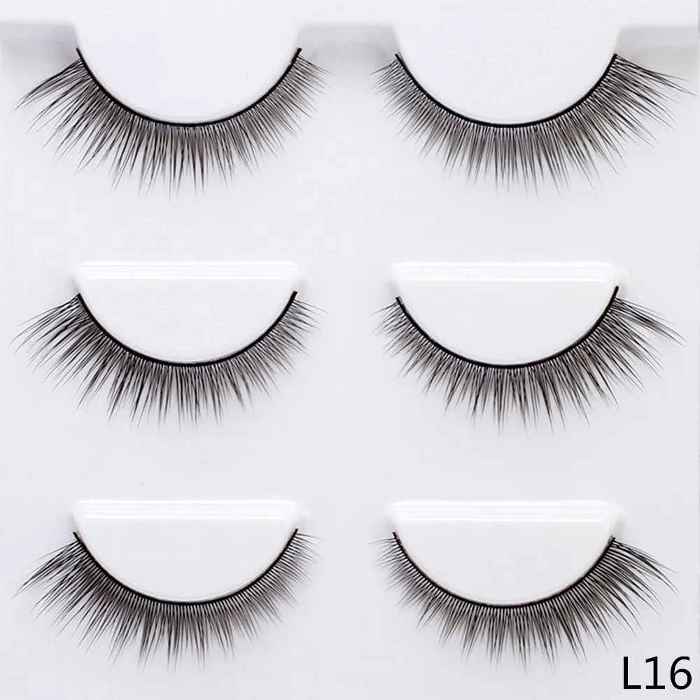 Накладные ресницы толщиной 9-13 мм с крылышками и крестом 3 пары накладные длинные