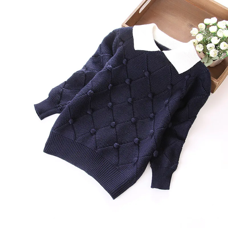 Новая брендовая модная детская одежда Детский свитер с помпонами для девочек