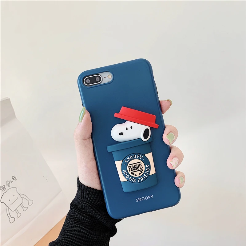 WTSZKL cartoon cute three-dimensional dog Snoopy pattern phone case for iphone X XS XR MAX 6 7 8 6s PLUS silicone back cover |