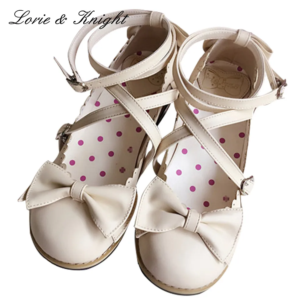 Милые школьные туфли в японском стиле Харадзюку на низком массивном каблуке с