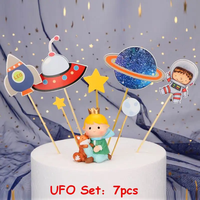 UFO set Космическая серия подвеска в виде космонавта и планеты НЛО ракета луна торт Топпер десерт украшения с днем рождения день детей прекрасные подарки - Цвет: UFO set