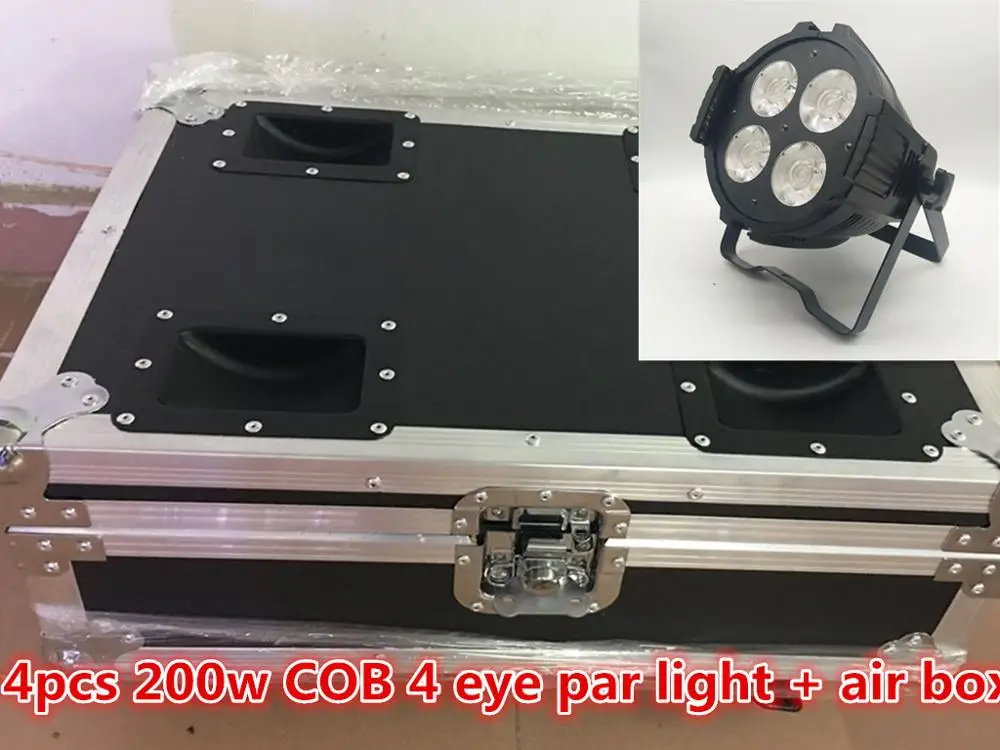 Кейс для полетов + 4 шт. высокая яркость COB 200 Вт LED par light двухцветная четырехглазная
