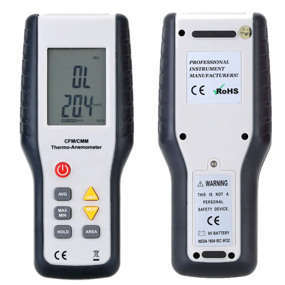 Высокочувствительный lcd CFM/CMM Анемометр сохраняющая тепло, термо-Анемометр инфракрасный термометр Измерение скорости ветра анемограф