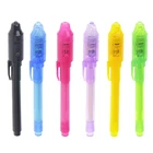 6 шт.компл. невидимая чернильная ручка со встроенным УФ-светом волшебный маркер для безопасного использования ручки (розовый + фиолетовый + желтый + синий + черный + зеленый)
