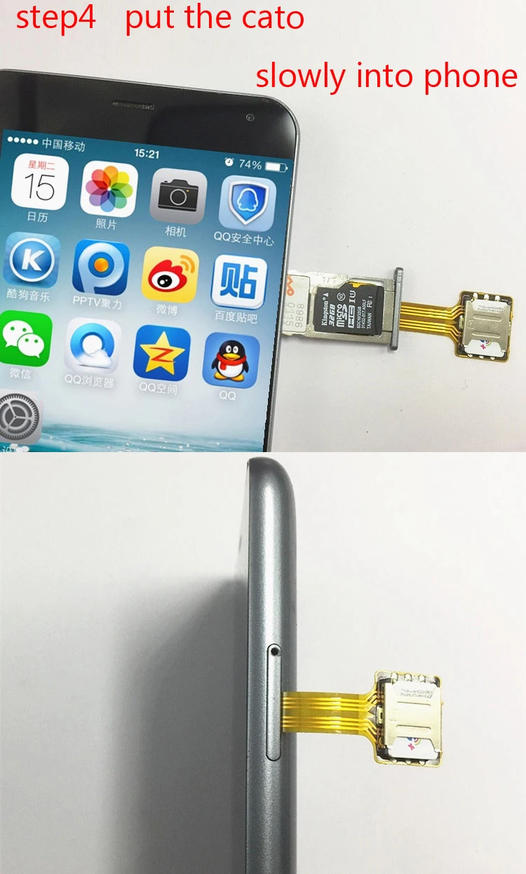 100 шт./лот Гибридный Двойной Sim MicroSD адаптер для Android удлинитель головок 2 Nano Micro-SIM