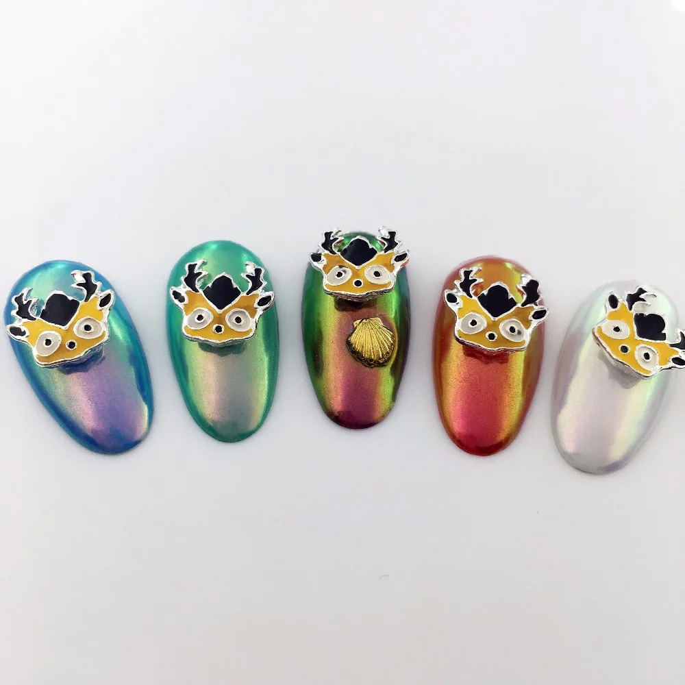 

LEAMX Christmas Reindeer 10 PCS Metal 3d Nail Art Christmas Decorations Charms Nails Glitter Rhinestones Nail Supplies Jewelry
