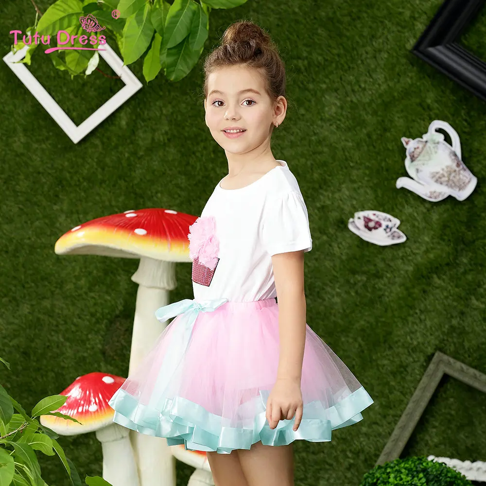 2018 модные летние комплекты одежды для детей изысканные наряды девочек хлопковые топы с короткими рукавами и