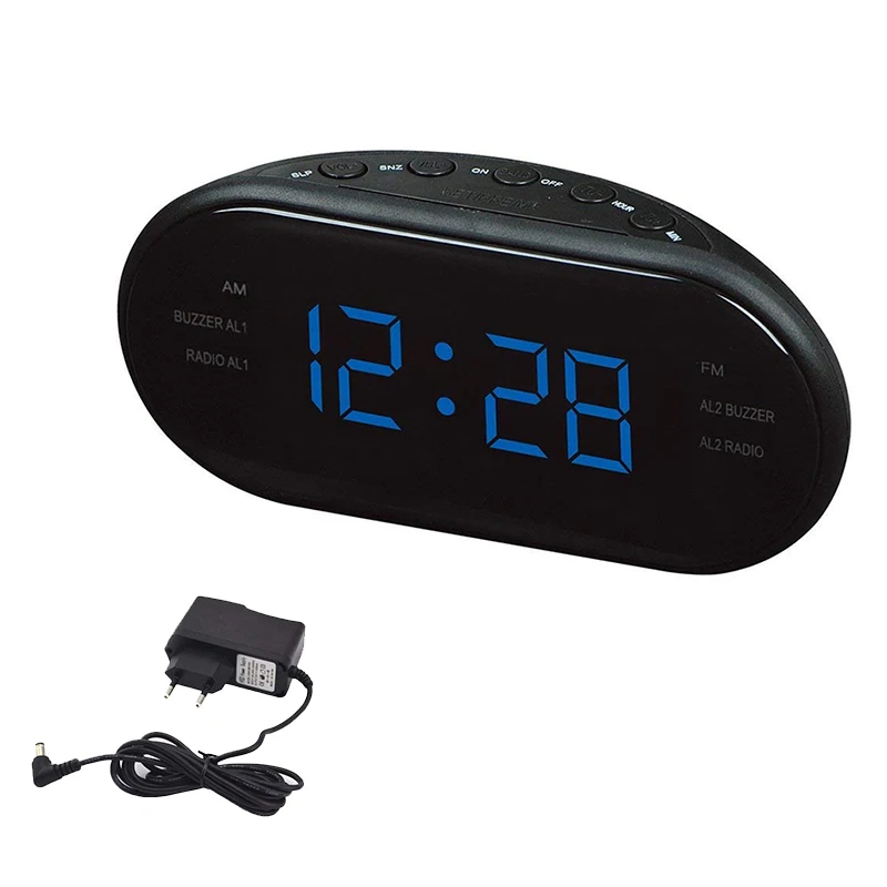 Большой светодиодный цифровой экран AM FM радио Будильник Электронный стол Полка