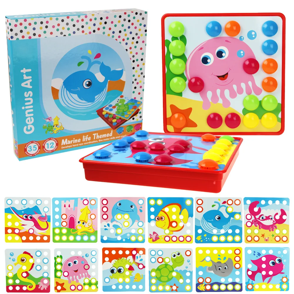 3D Пазлы игрушки для детей мозаика гриб набор ногтей кнопки художественная сборка