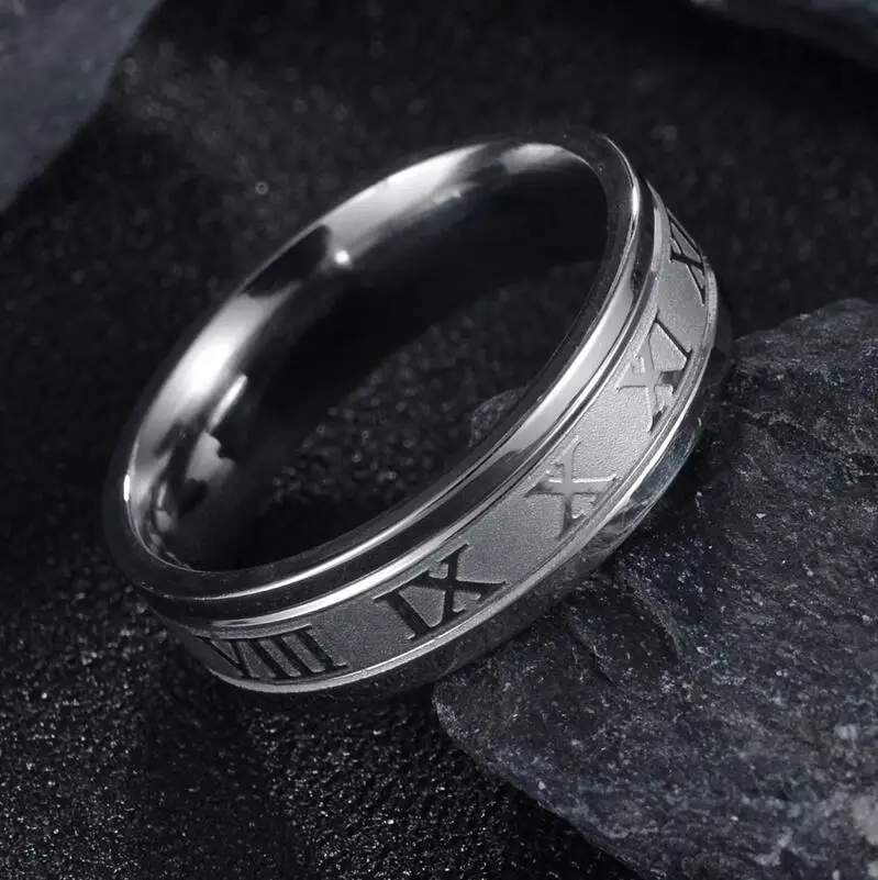 steel color Atoztide винтажные кольца из нержавеющей стали Roma черного, серебряного, золотого цвета, роскошные гравировальные кольца для мужчин и женщин - Цвет основного камня: steel color