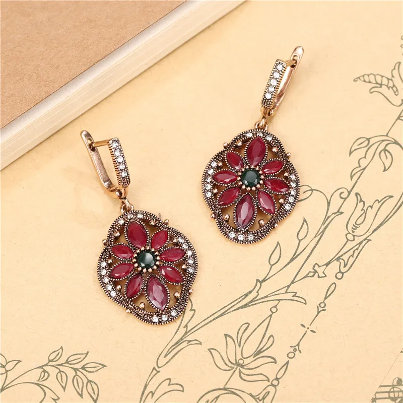 Разноцветный кристалл смолы цветок кулон ожерелье и Комплект сережек для женщин