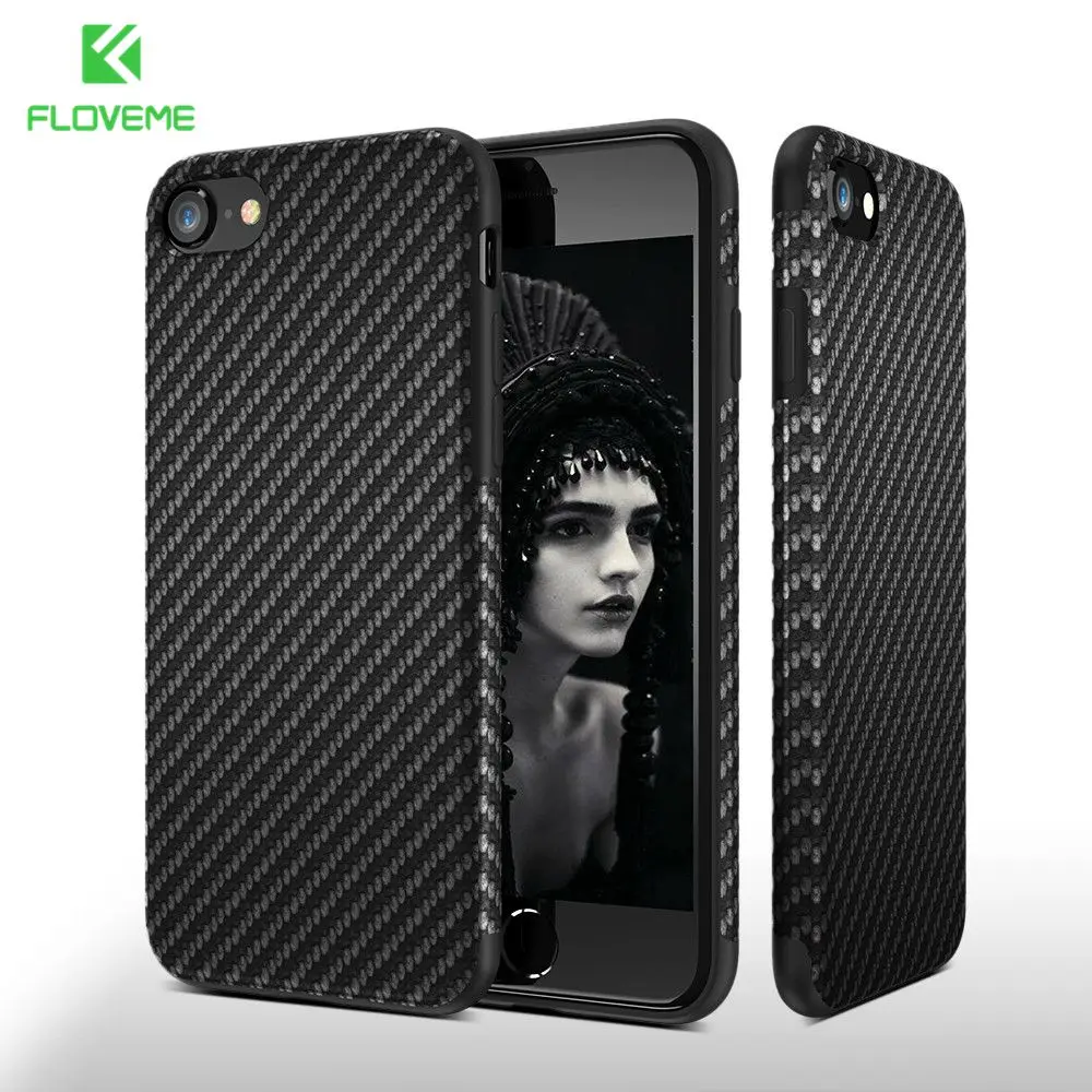 FLOVEME чехол для iPhone 11 7 Plus XR XS Max чехлы из углеродного волокна твил силиконовый 8 X Pro