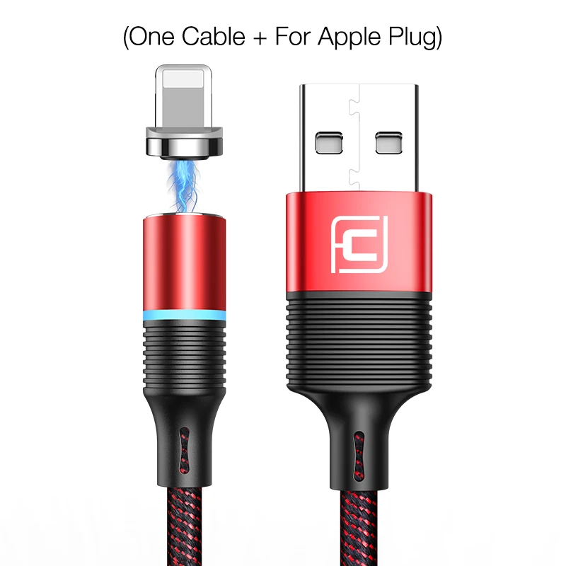 Red for IOS CAFELE QC3.0 светодиодный магнитный USB кабель для iPhone usb type C Micro кабель для samsung huawei Xiaomi Oneplus 3A кабели для быстрой зарядки - Цвет: Red for IOS