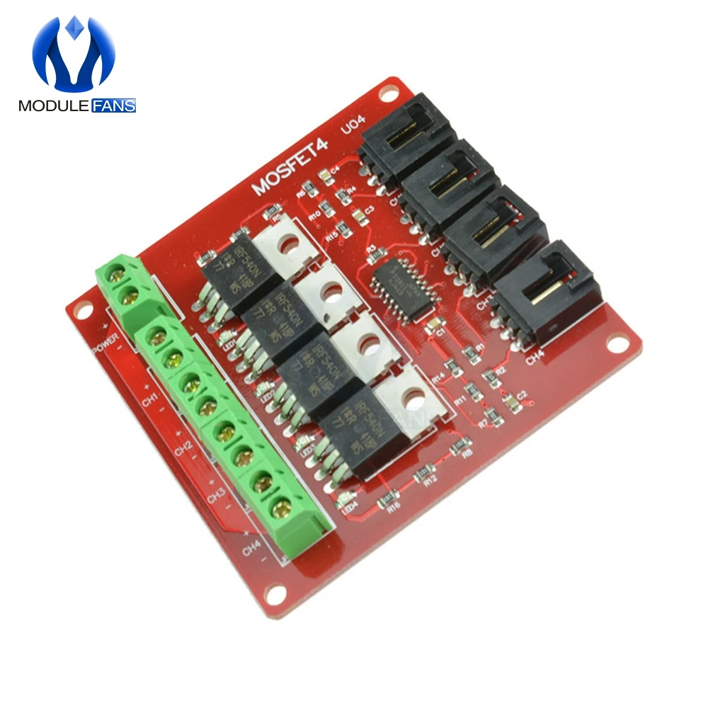 Четыре канала 4 способ маршрут MOSFET Кнопка IRF540 V4.0 + модуль коммутатора для Arduino DC