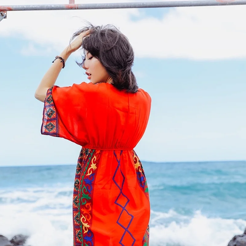 Шикарное праздничное платье в стиле бохо 2019 модное пляжное с высокой эластичной