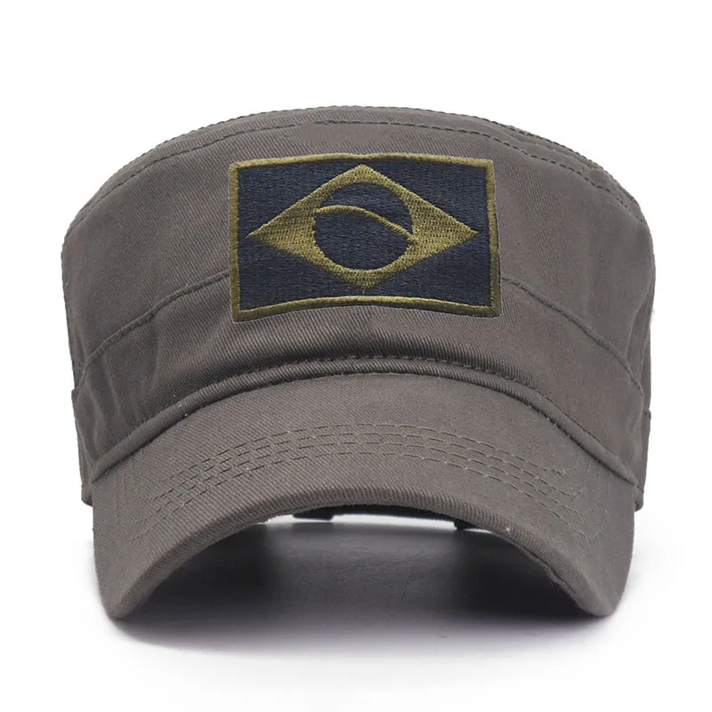 ArmyGreen Men Tactical Camo Military Hats Embroidery Brazil Flag Flat Cap Team Male Baseball Caps Army Force Jungle Hunting Cap - Цвет: ArmyGreen