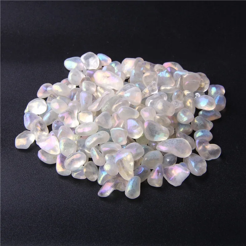 

50-100 G Rainbow White Crystal Undrilled Chips Beads Natural Tiny Gravel Bead AB Aura Chip Bead Gem Stone Free-form Shape Beaded