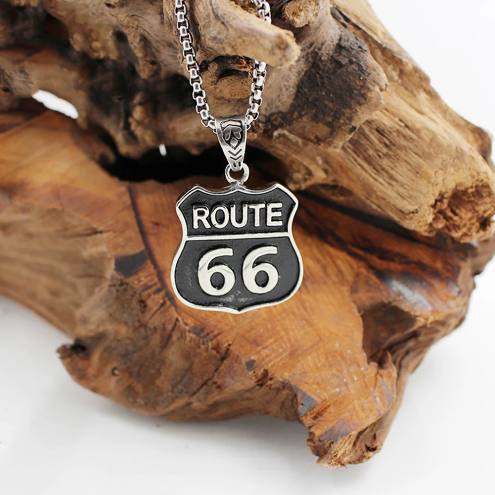 С случайной подарочной цепочкой the Will Rogers Highway US Route 66 Mother Road 316L Подвеска из