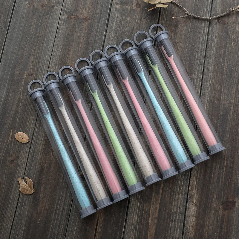 Wholesale Wheat Black Bamboo Toothbrush Portable Soft Charcoal Tooth Brush Tongue Cleaner for Kids and Adults Oral Hygiene | Красота и