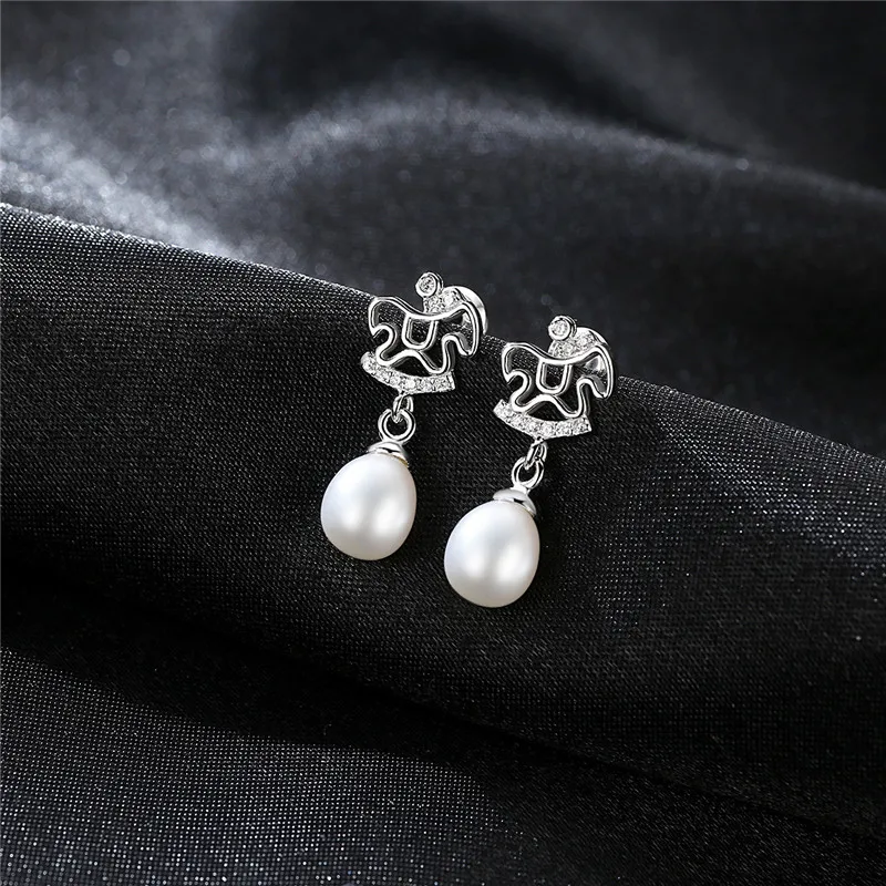 Женские длинные серьги из серебра 2018 пробы с натуральным пресноводным жемчугом |