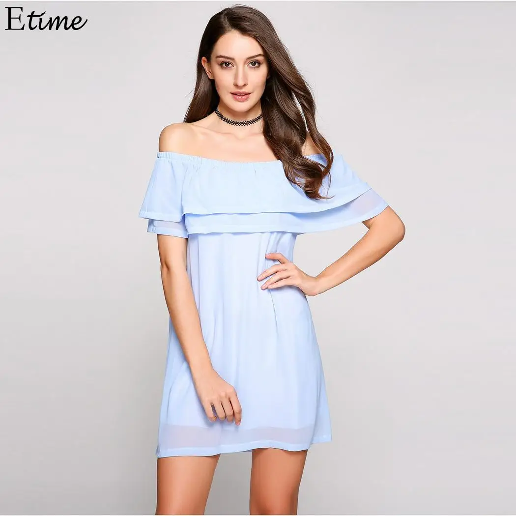 С открытыми плечами мини короткий рукав гофрированное 2018 Летнее Платье vestidos