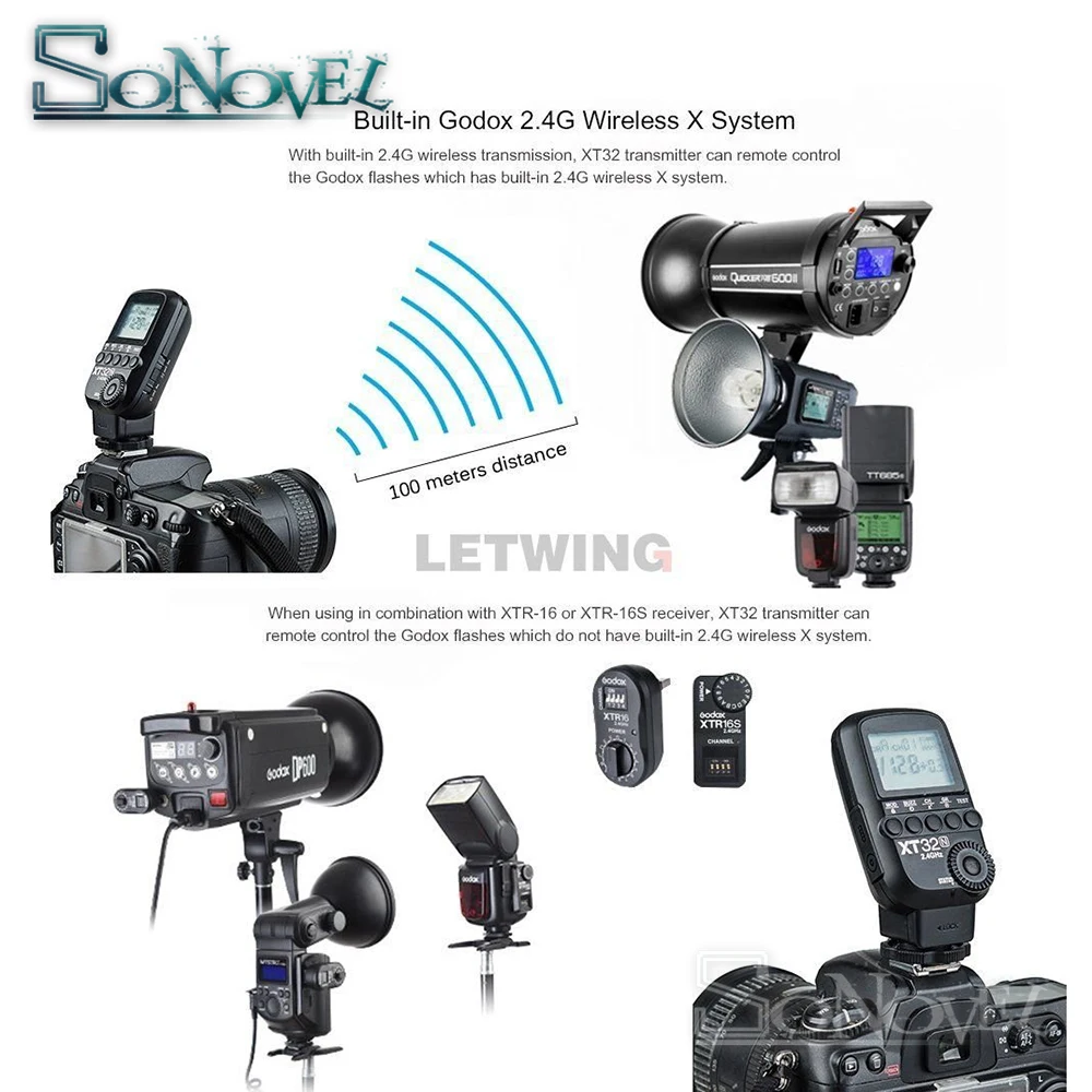 Беспроводной триггер вспышки Godox XT32N 2 4G HSS 1/8000s + фотоприемника для Nikon GODOX AD360 AD360II