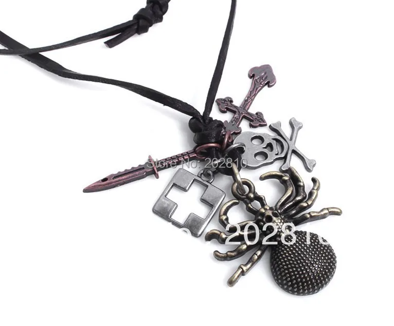 Женское Ожерелье из сплава с изображением Креста черепа паука Девы Марии 2020